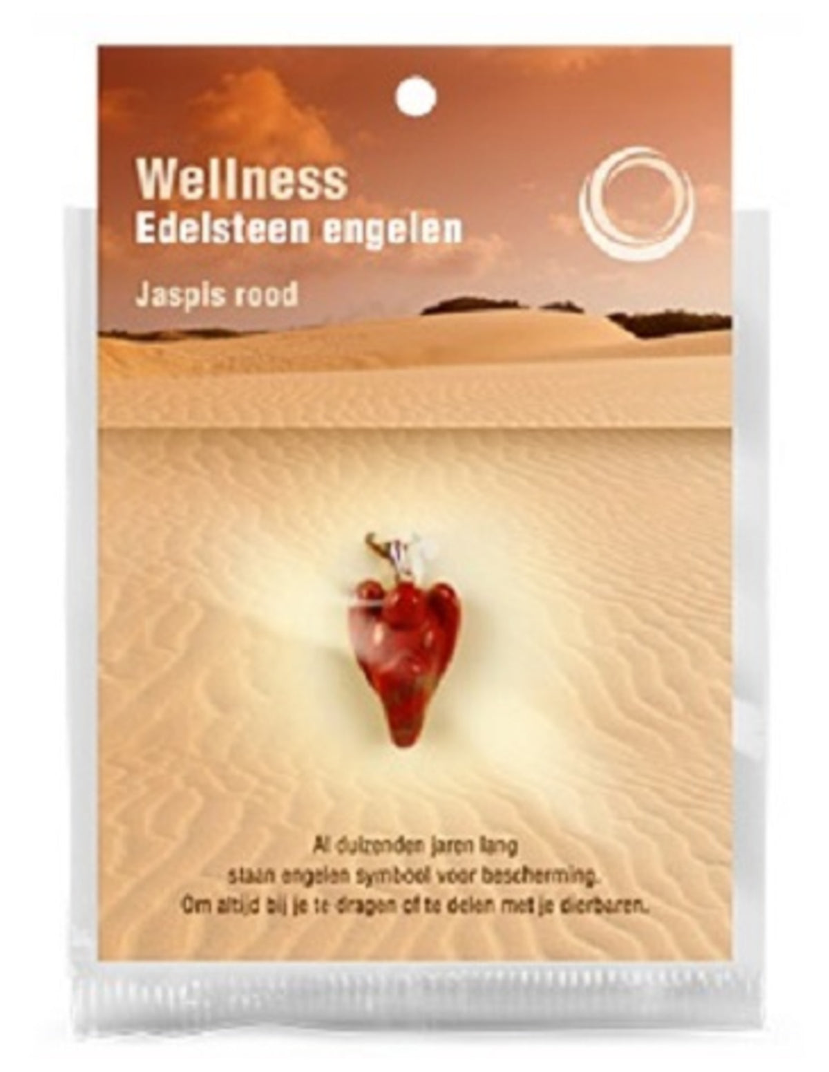 Engelen hanger + kaart Jaspis rood