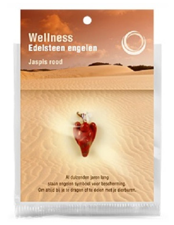 Jaspis rood edelsteen engelen hanger + kaart