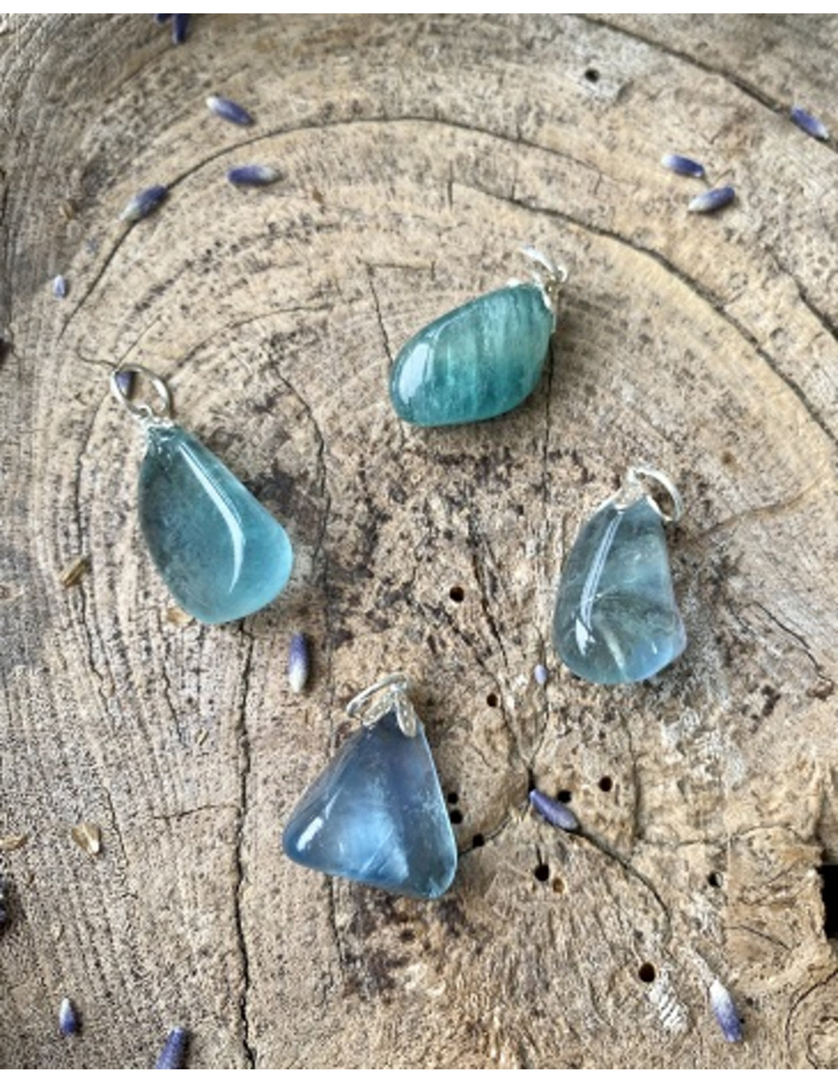Fluoriet blauw edelsteen hanger