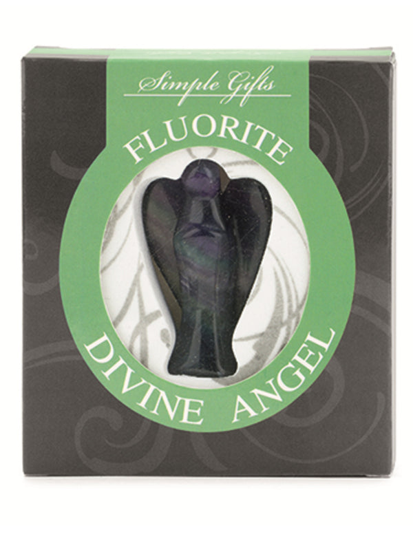 Fluoriet edelsteen engel 5 cm displayset 1 st.