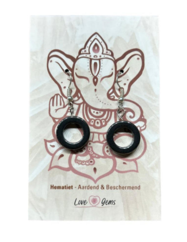 Hematiet edelsteen oorbellen cirkel - Love Gems