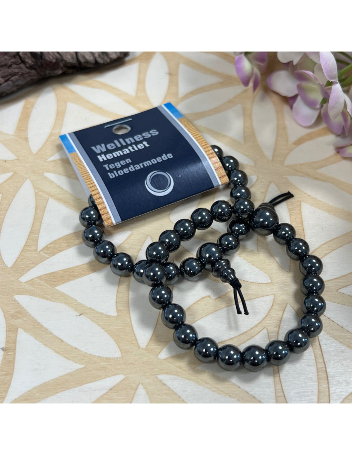 Hematiet powerbead armband + kaart