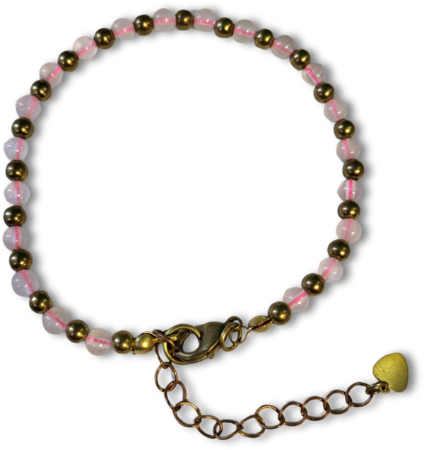 Ibiza love edelsteen armband Roze kwarts brons