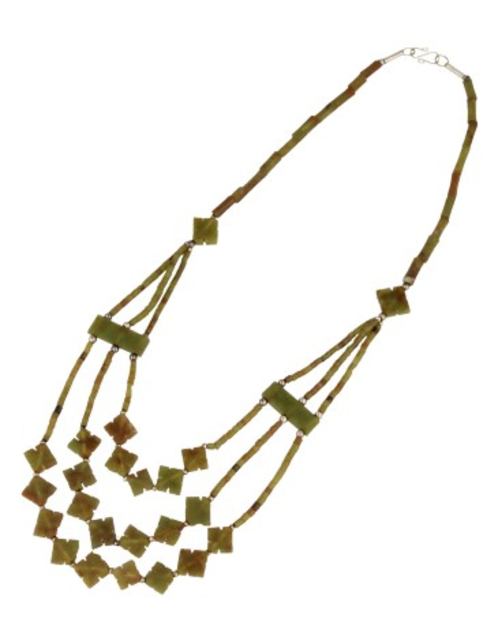 Jade bohemian ketting 3-streng klaver licht