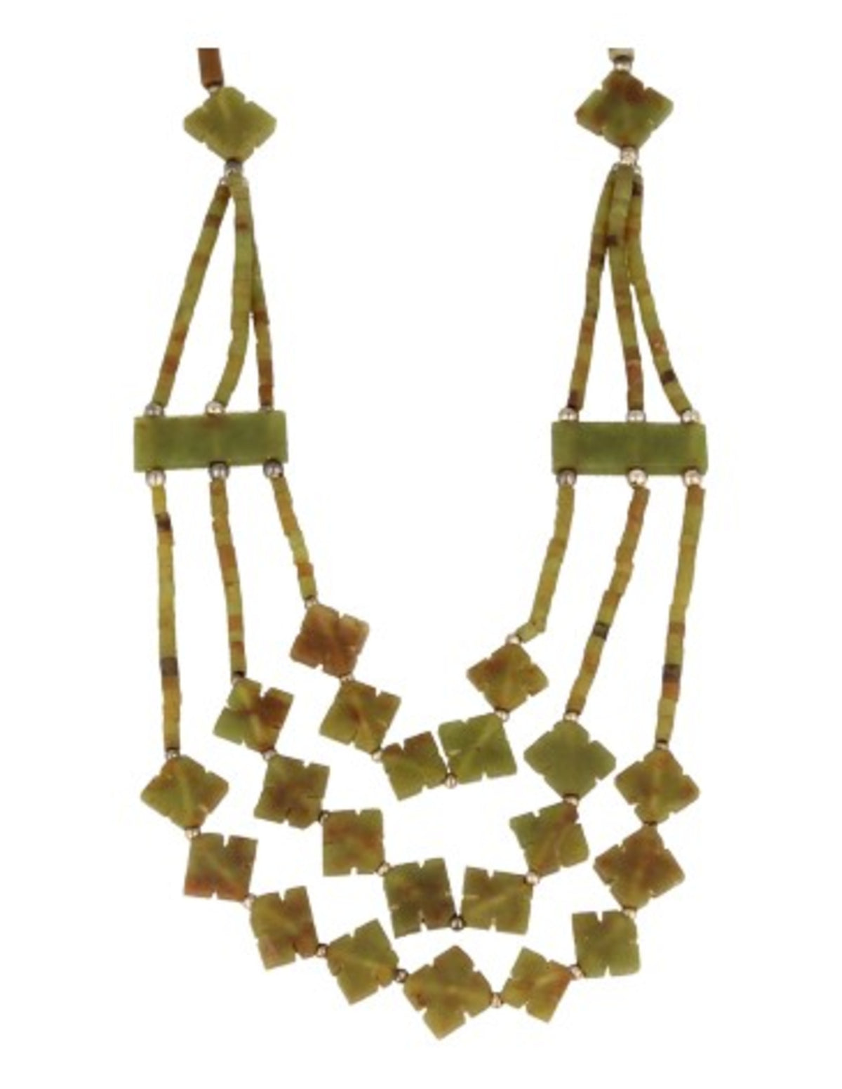 Jade bohemian ketting 3-streng klaver licht