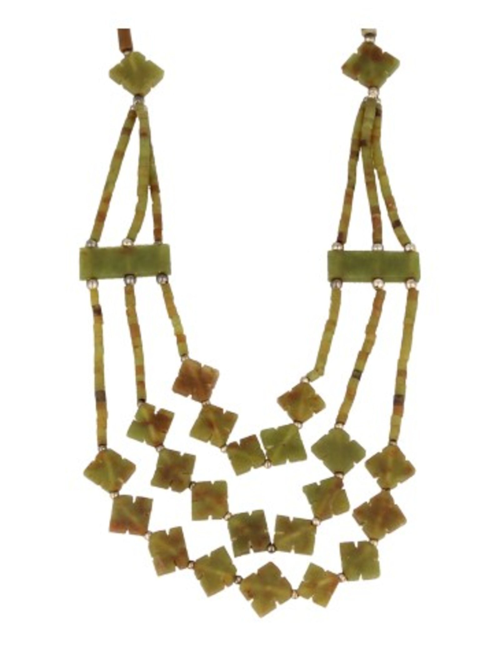 Jade bohemian ketting 3-streng klaver licht