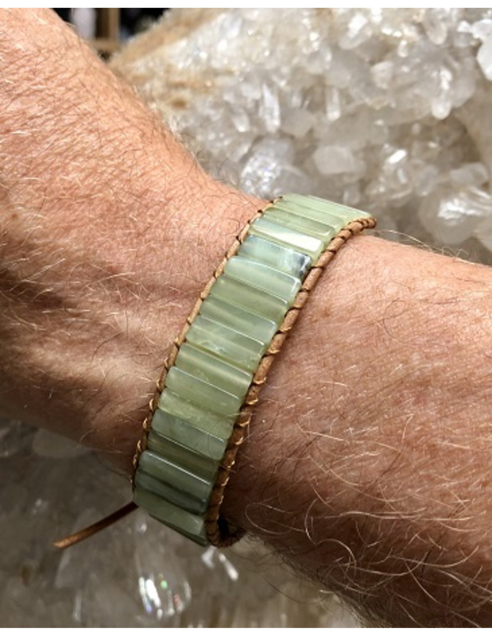 Jade leren armband gipsy-style