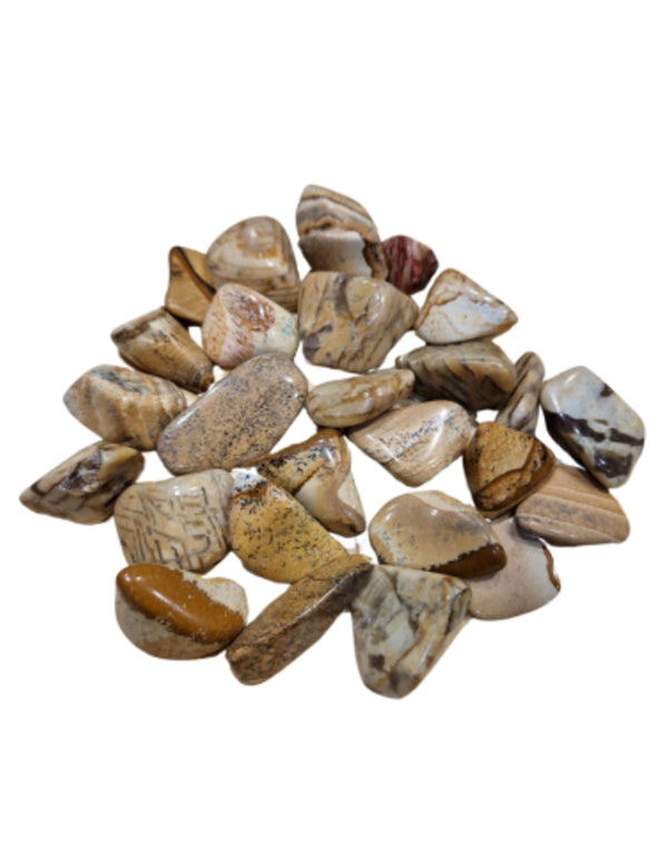 Jaspis landschap 250 gr. edelsteen trommelstenen (mt 2-3)