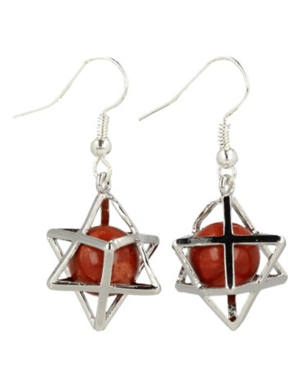 Jaspis rood edelsteen oorbellen merkabah
