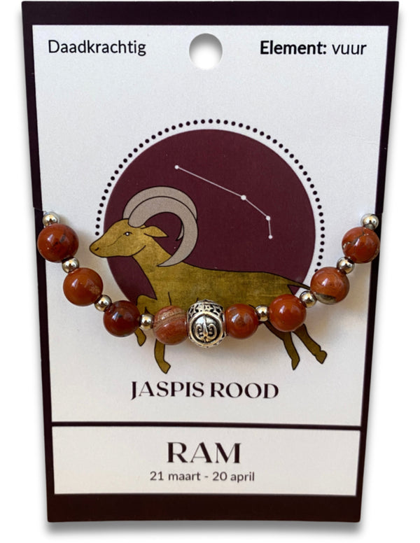 Jaspis rood sterrenbeeld edelsteen armband - Ram