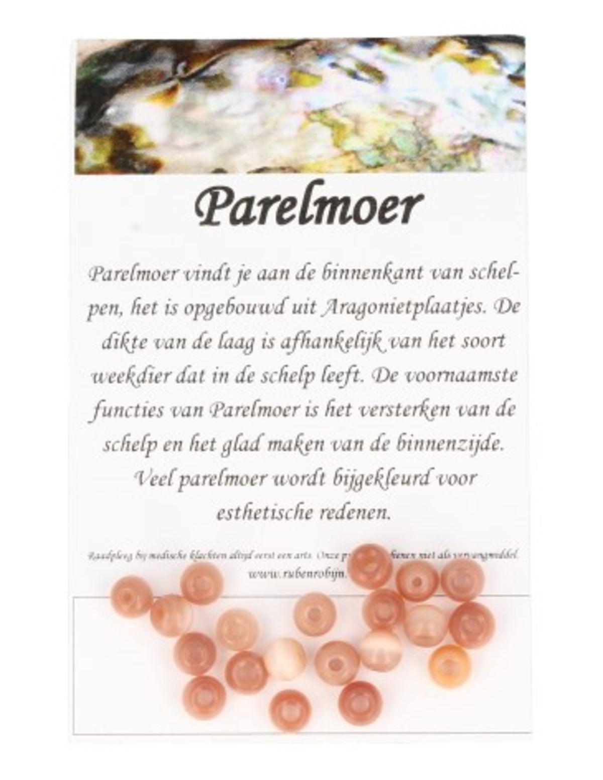 Kralen Parelmoer zalm 5 mm - 20 st. (bijgekleurd)