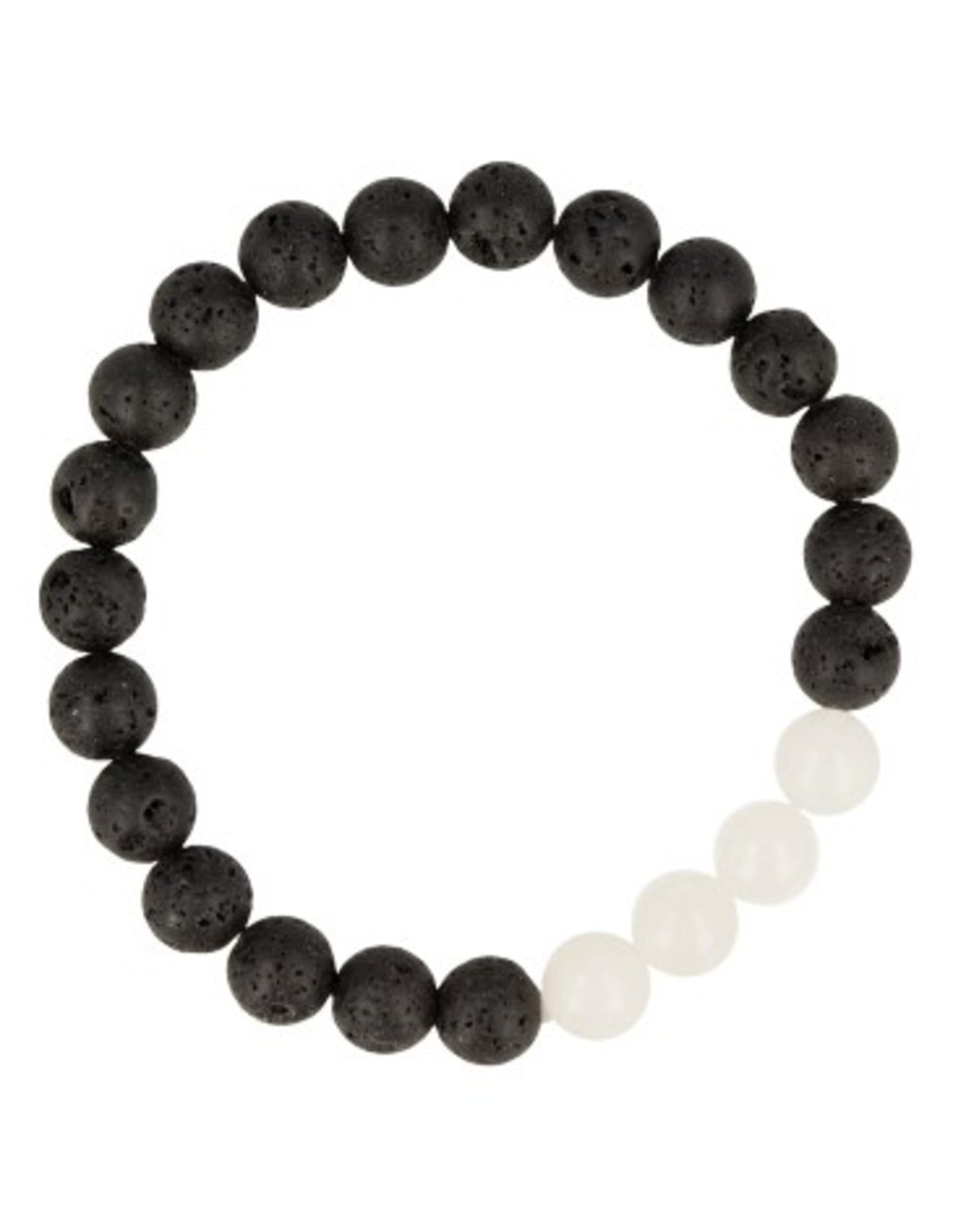 Kralenarmband Lavasteen / Jade wit