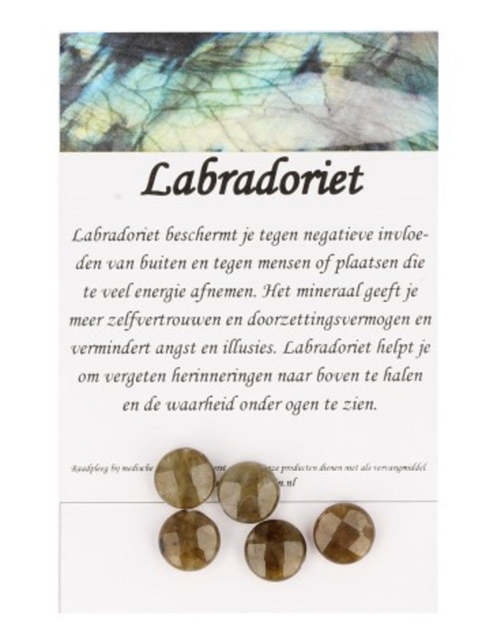 Labradoriet disc facet kralen - 5 st.