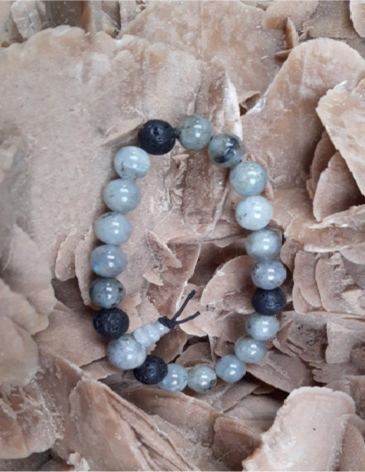 Labradoriet powerbead mannen - extra lange armband