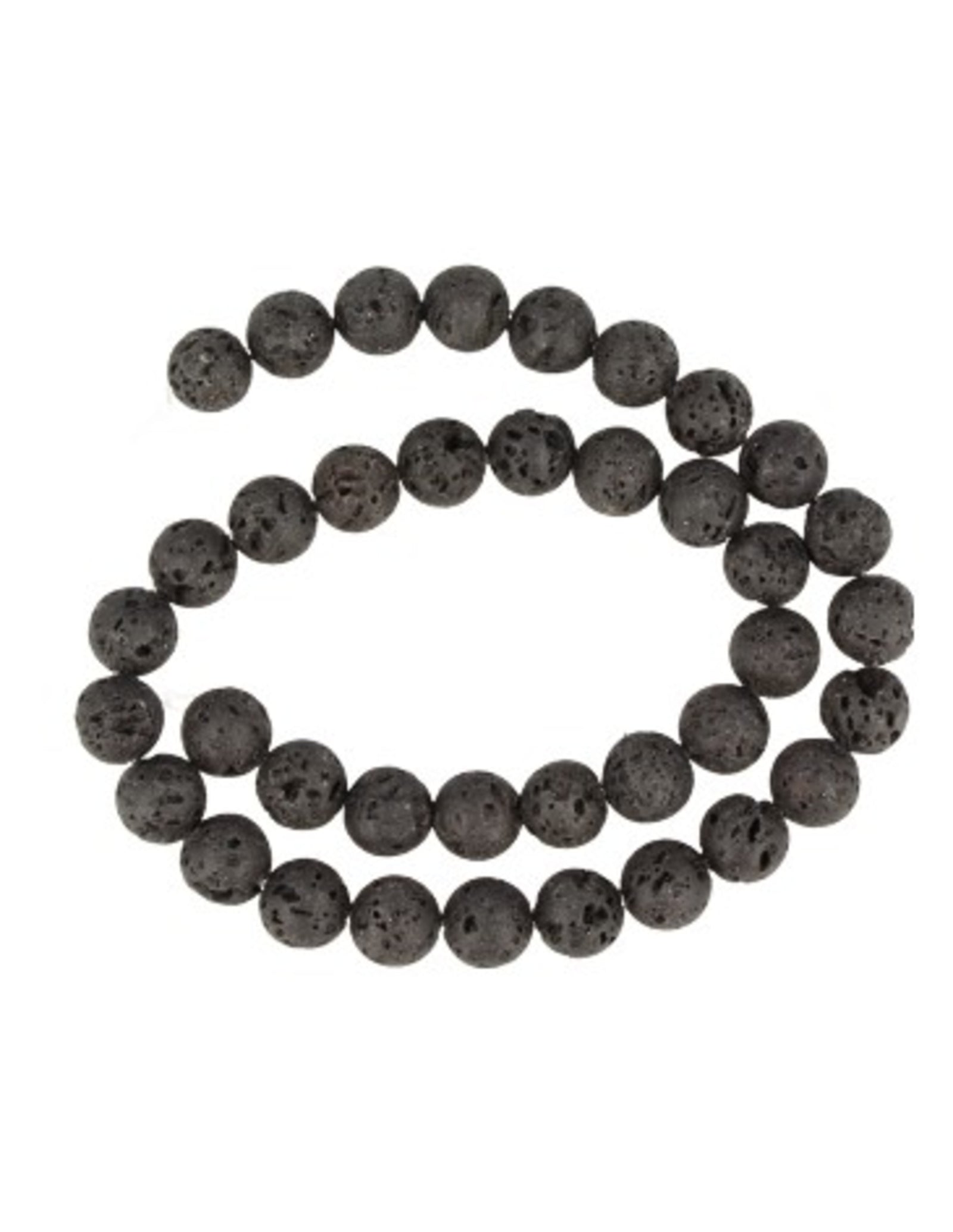 Lavasteen 10 mm kralen streng
