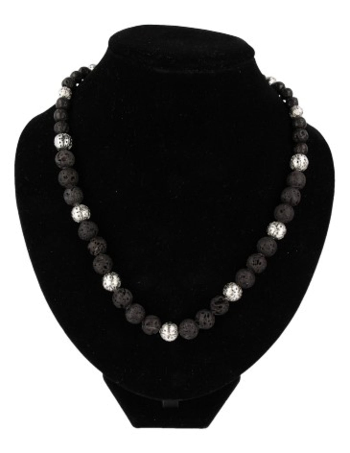 Lavasteen ketting 10 mm met tussenkraal