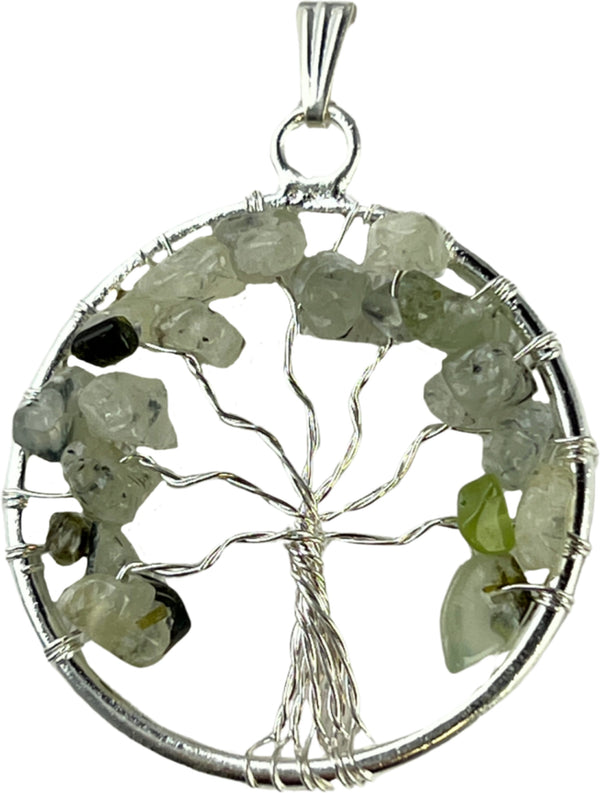 Levensboom Edelsteen Hanger 30 mm Prehniet