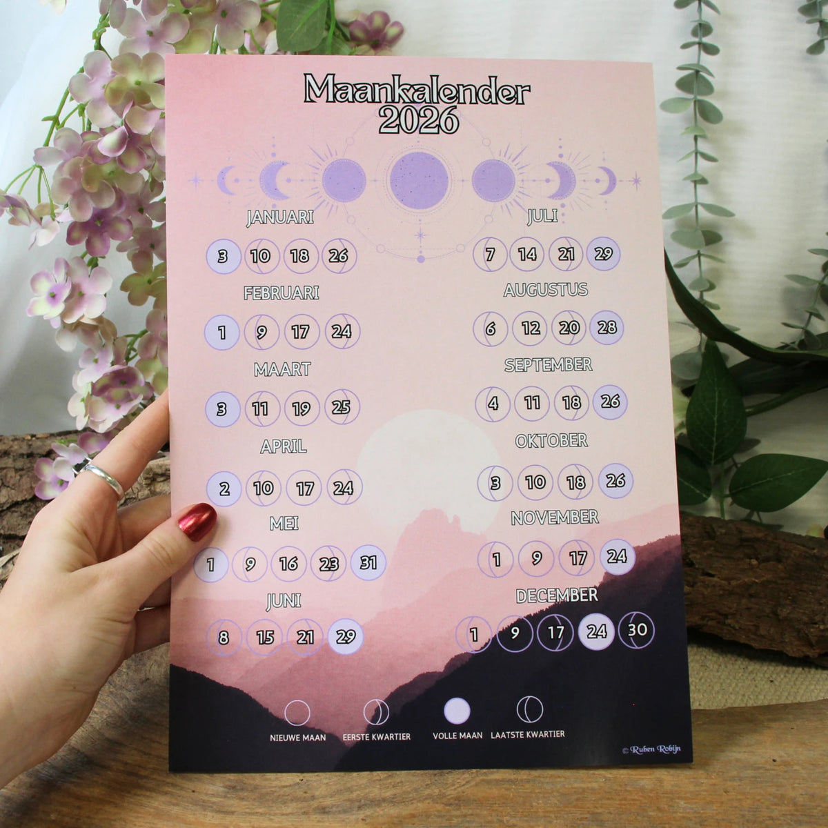 Maankalender poster A4 - 2026