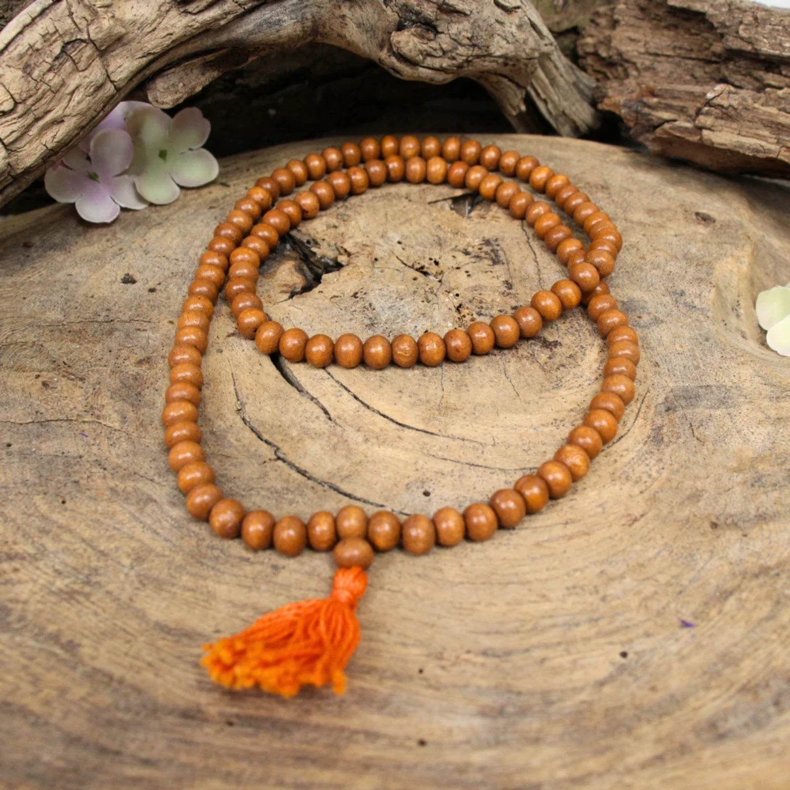 Mala hout bruin 35 cm oranje kwast