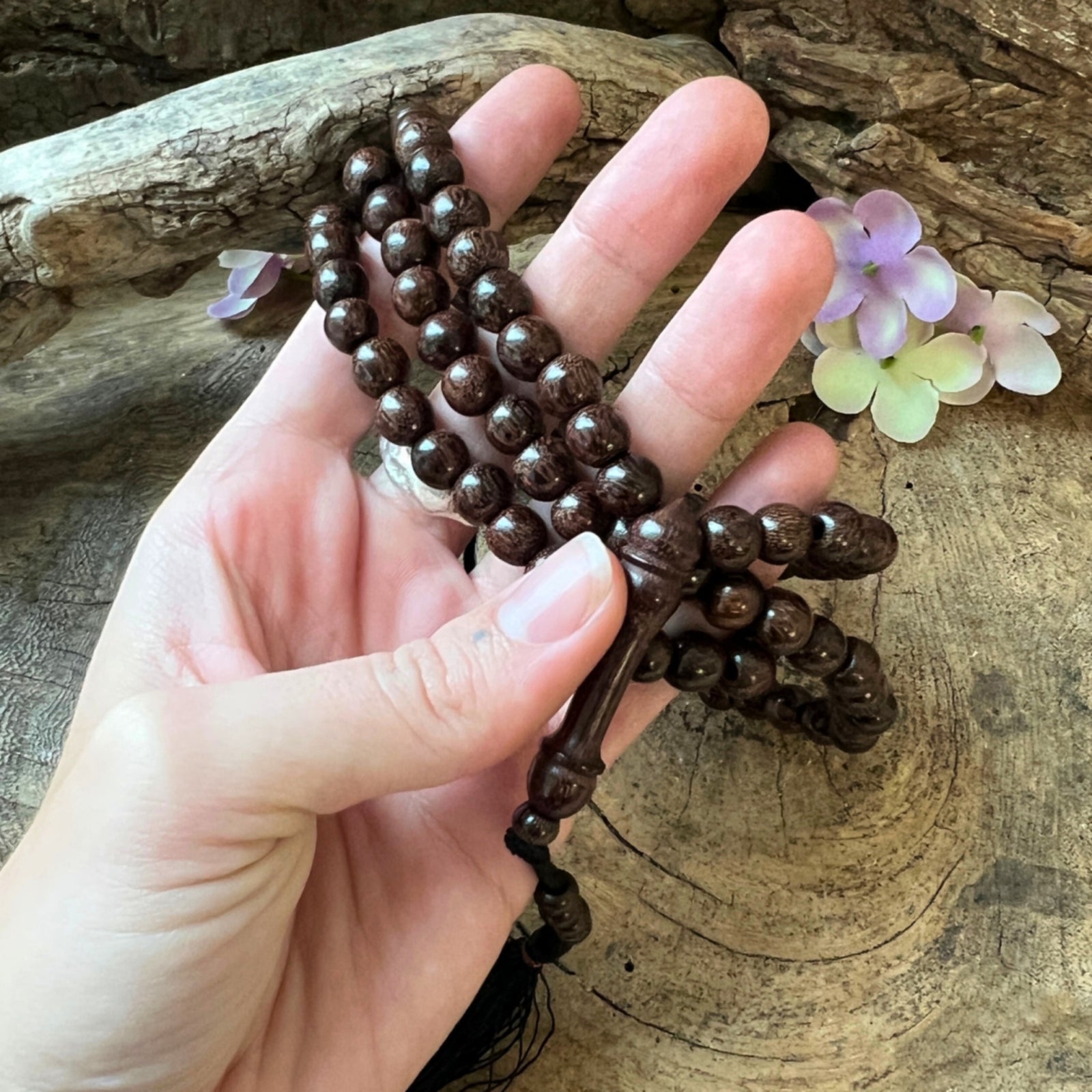 Mala hout bruin guru 50 cm zwarte kwast
