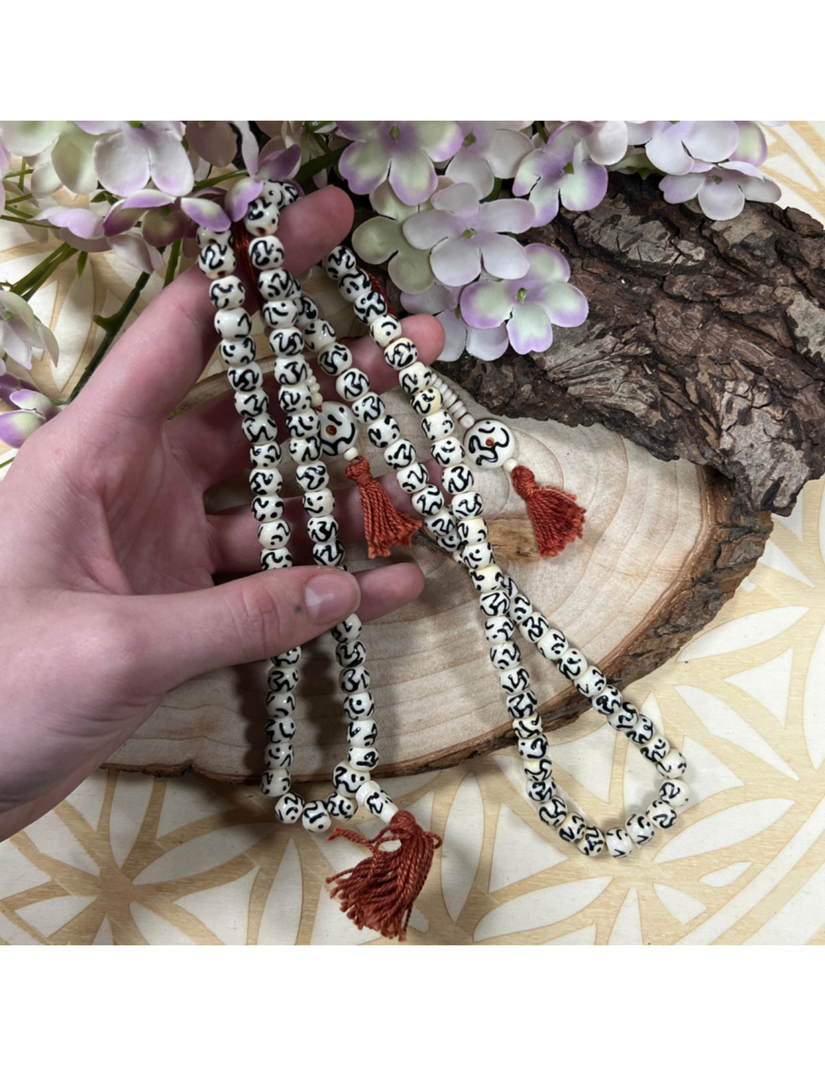 Mala ketting been wit/zwart 35 cm