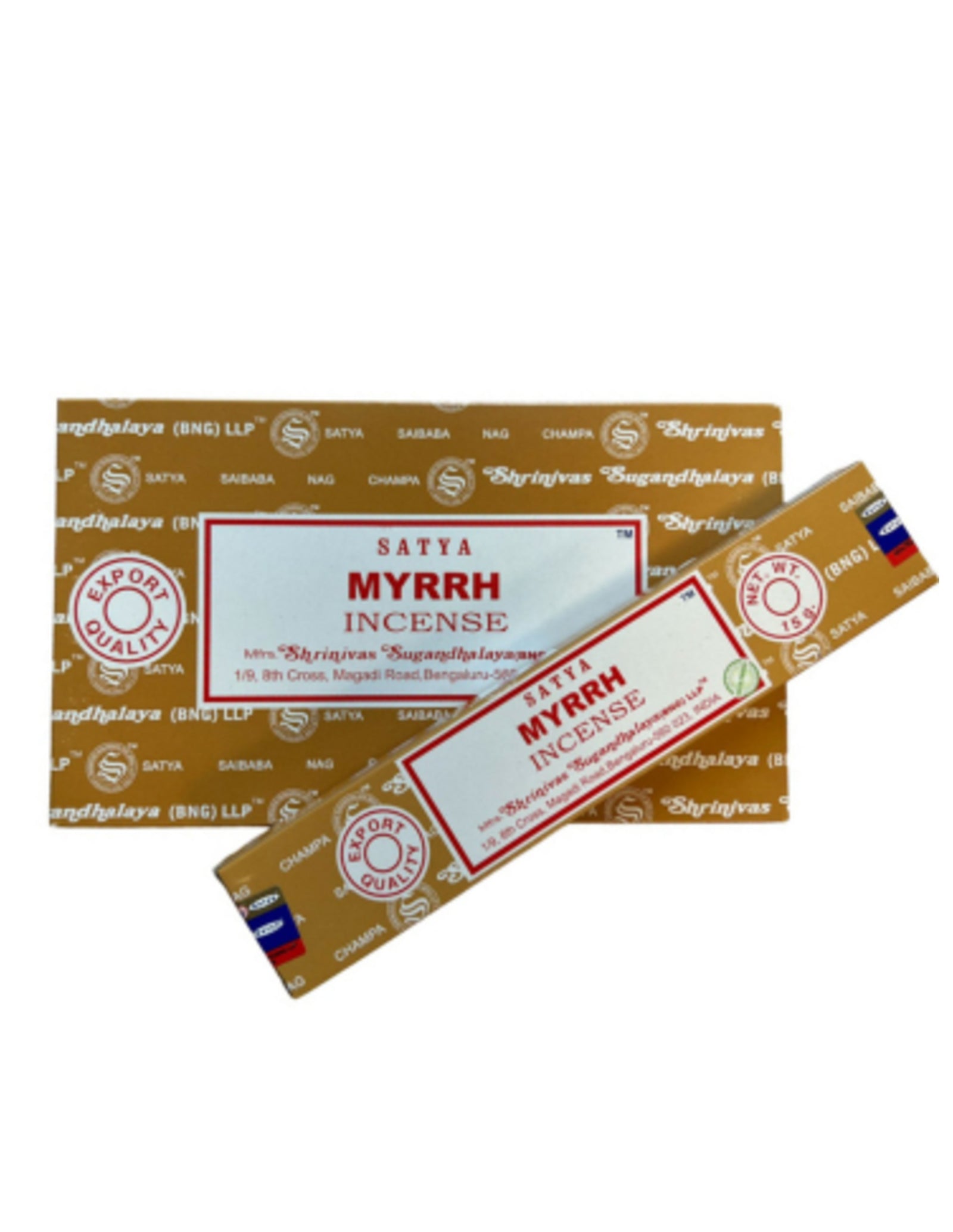 Myrrh wierook stokjes 15 grams Satya - doos van 12 st.