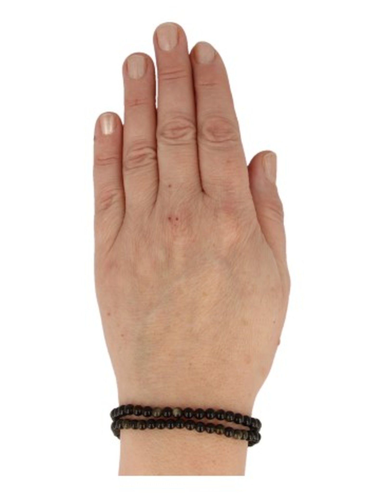 Obsidiaan goud kralenarmband 4 mm