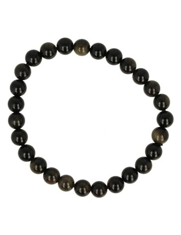 Obsidiaan goud kralenarmband 8mm mannen