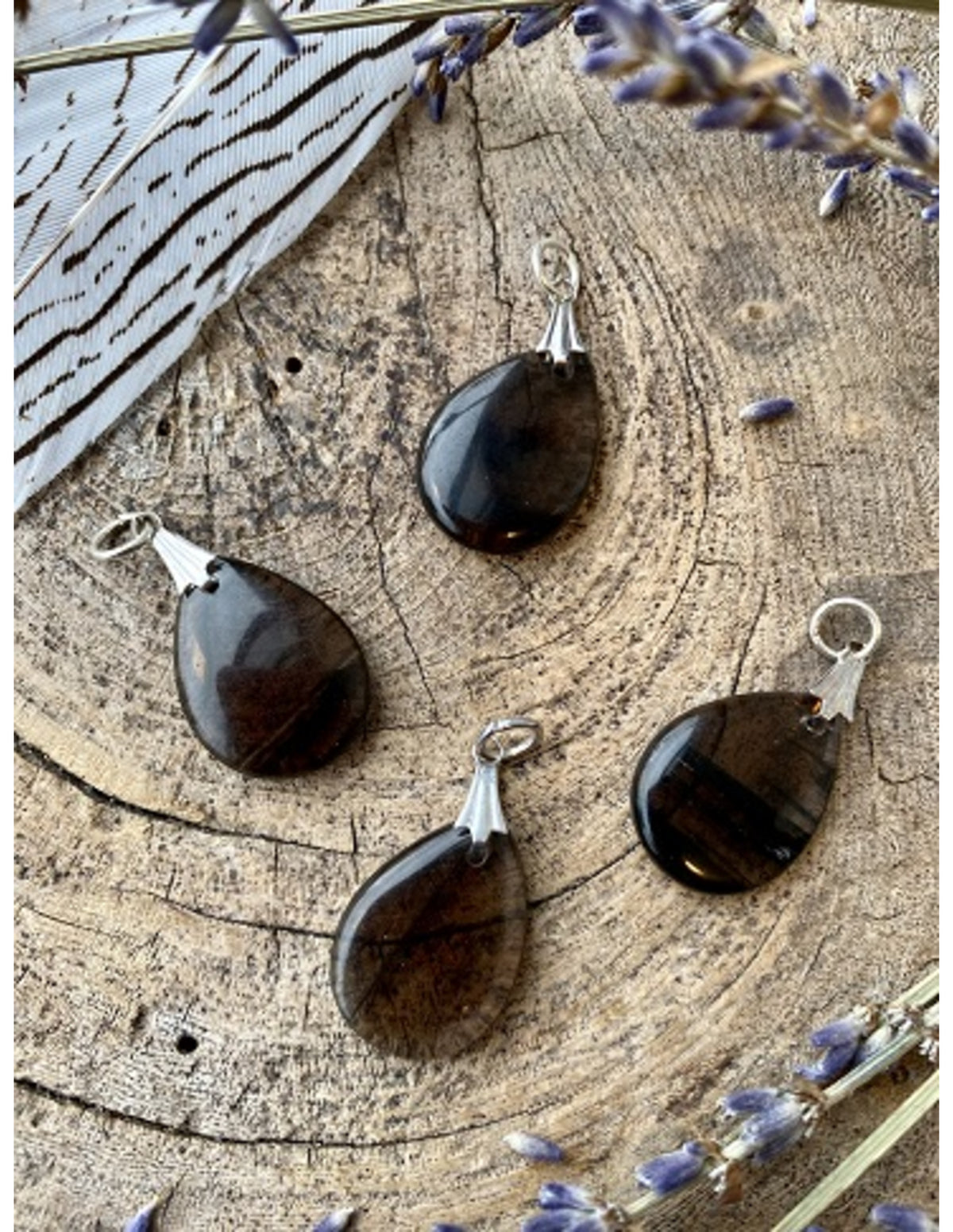 Obsidiaan lamellen edelsteen hanger