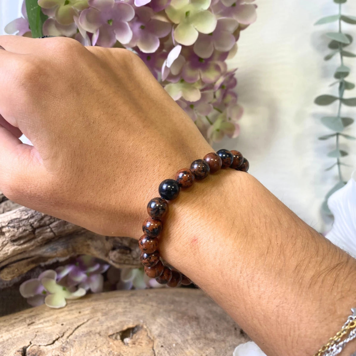 Obsidiaan mahonie powerbead armband