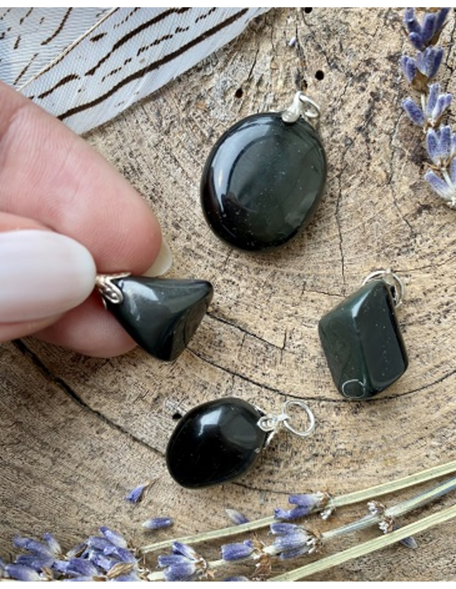 Obsidiaan regenboog edelsteen hanger