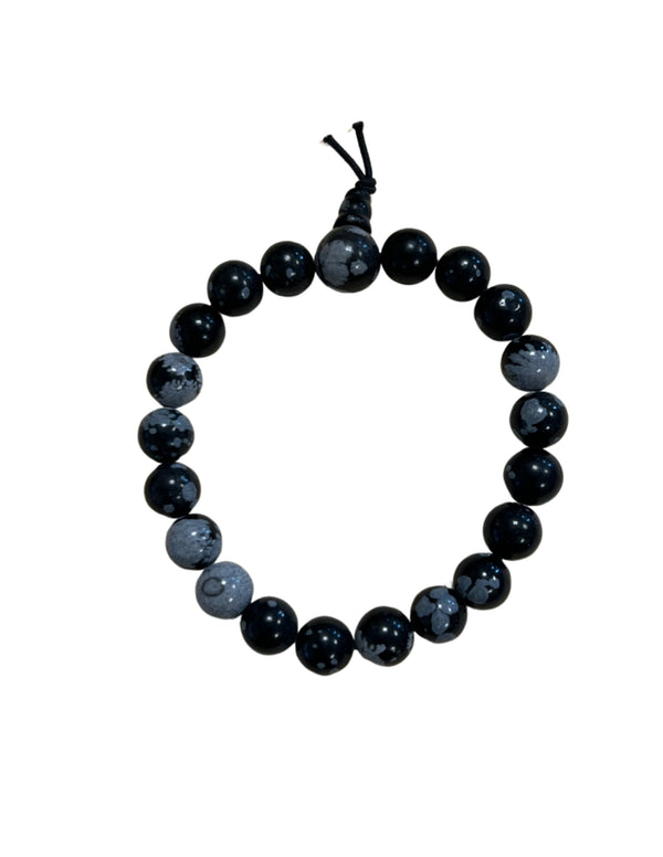 Obsidiaan sneeuwvlok edelsteen kraalarmband