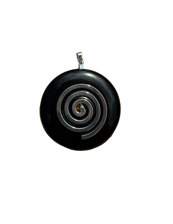 Obsidiaan zwart edelsteen donut Hanger