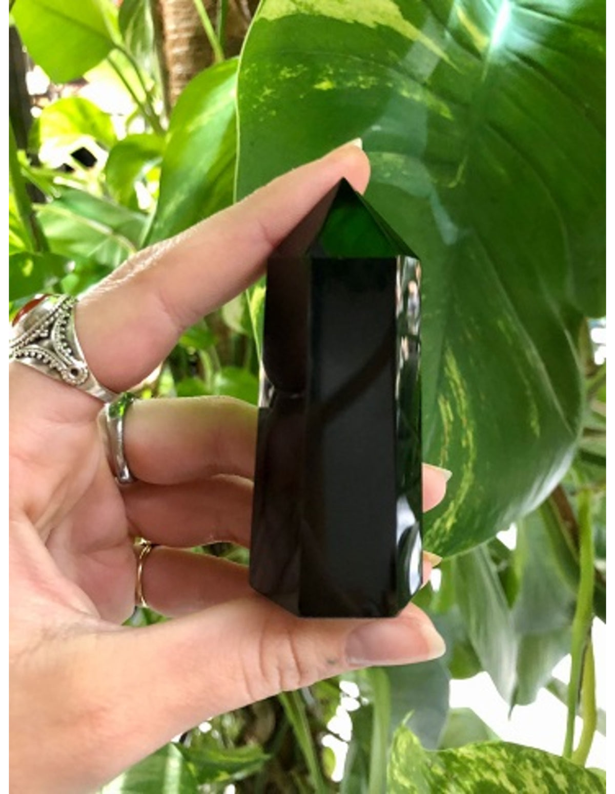 Obsidiaan zwart edelsteen punt 7-8 cm