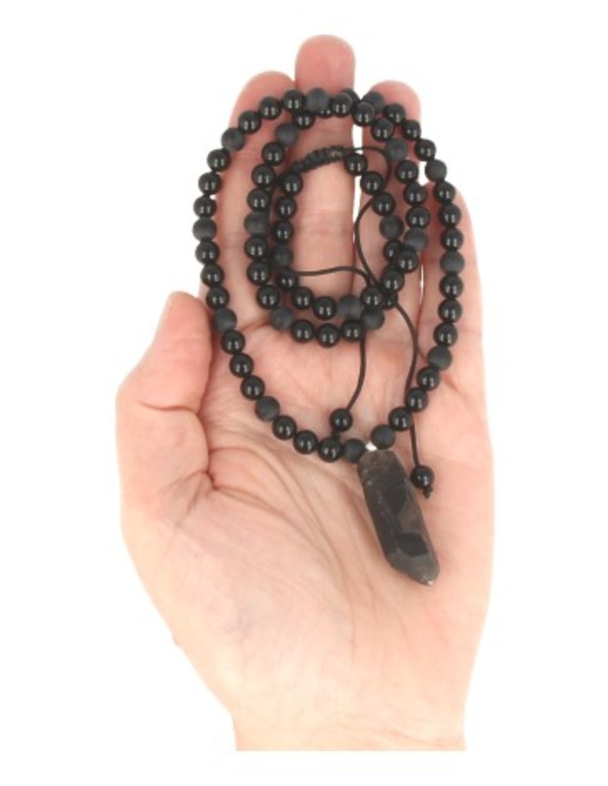 Obsidiaan zwart kralenketting mannen met Rookwarts ruwe punt