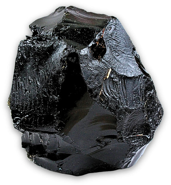 Obsidiaan zwart ruwe edelsteen stuk nr.01