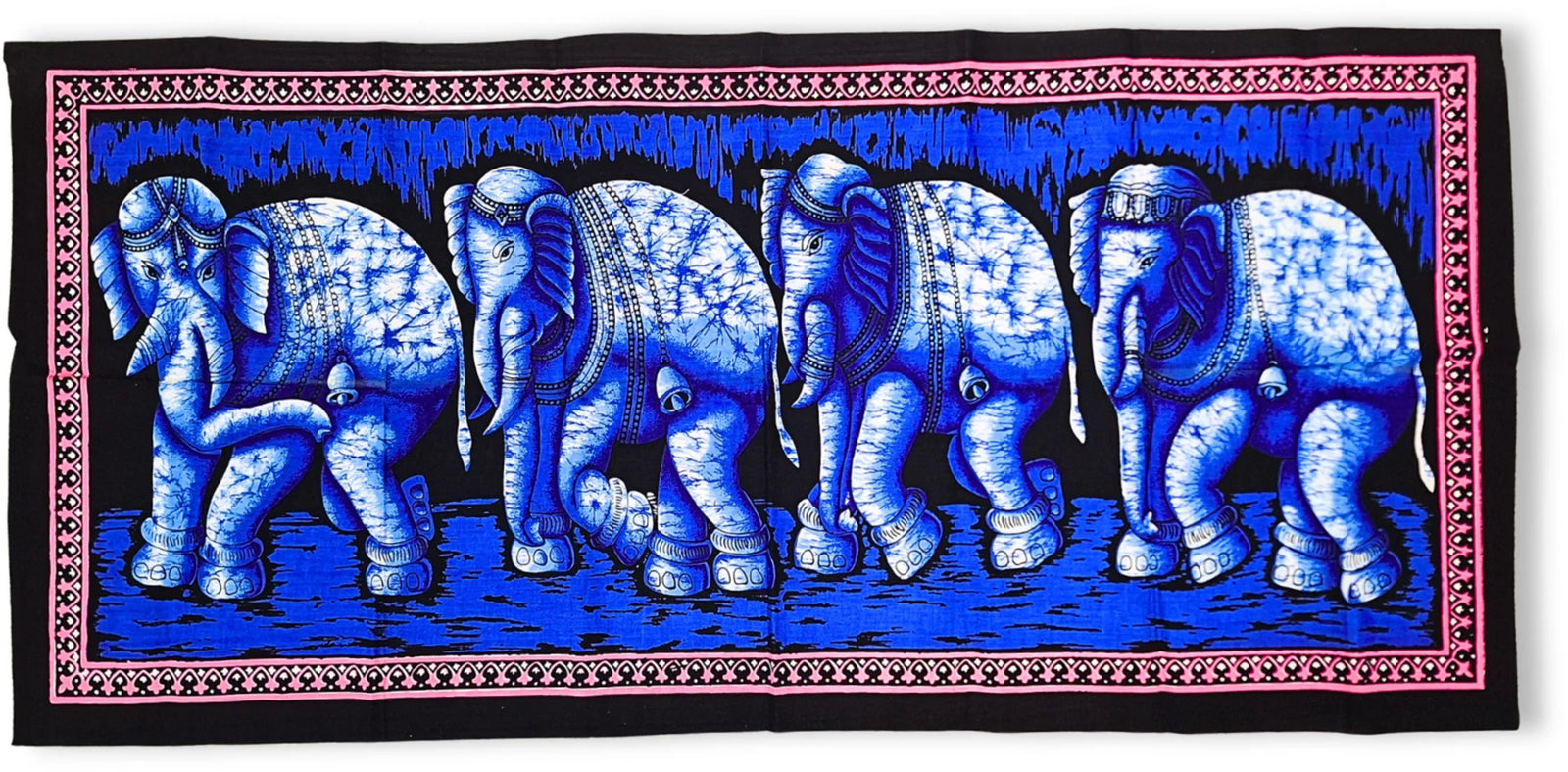 Olifanten Doek - Blauw - wandkleed 115 cm x54 cm - Blauw