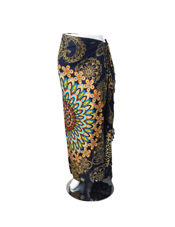 Sarong Bloemrijke Mandala - Beige & Zwart