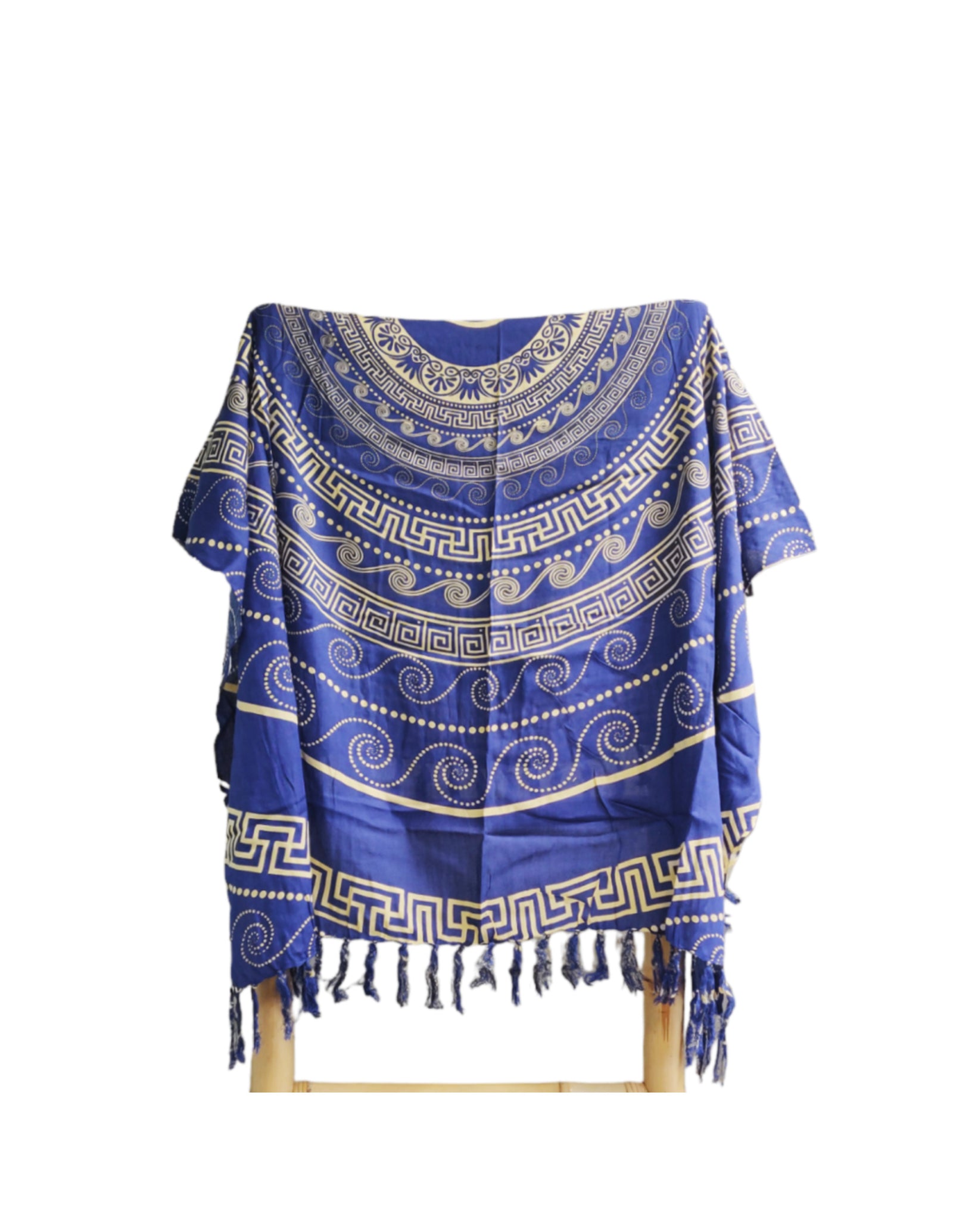 Om Namaste Sarong - 632 - Griekse Stijl - Beige & Blauw