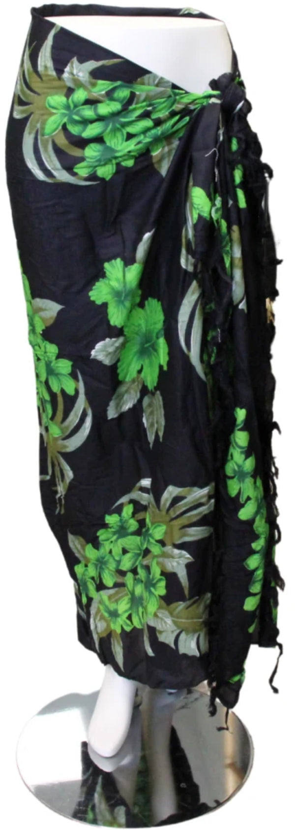 Sarong Groene Bloemen op Zwart