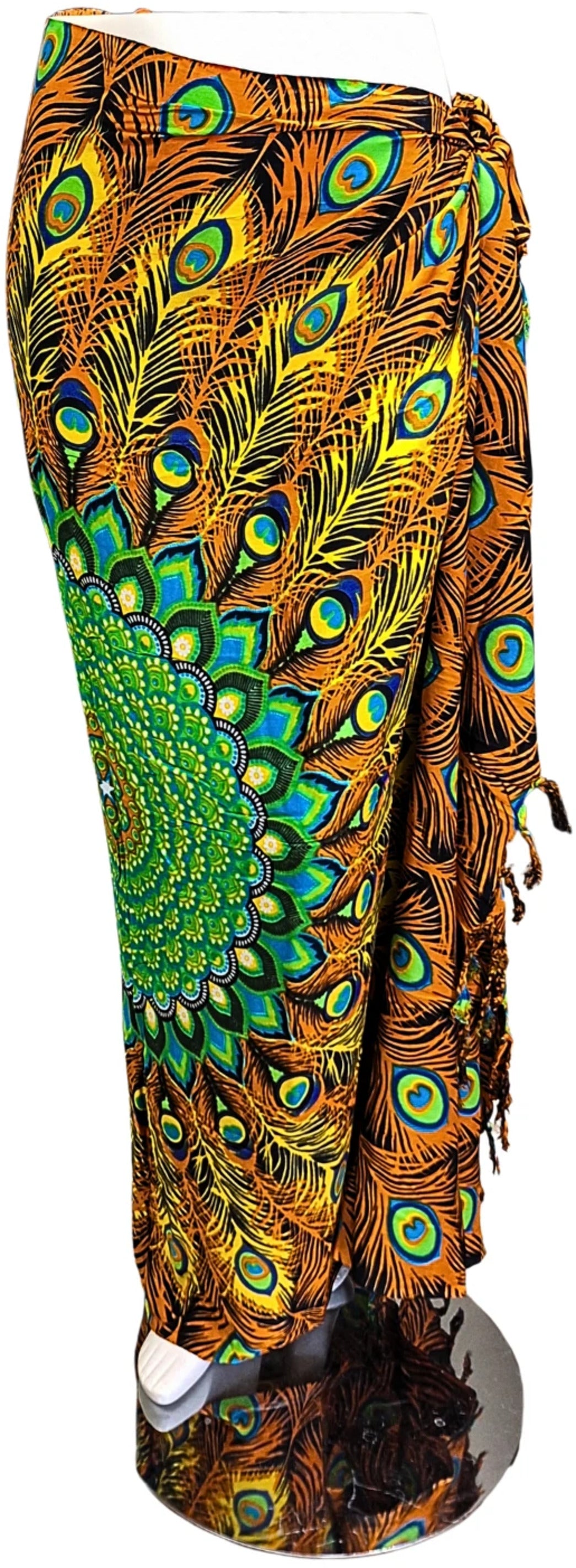 Om Namaste Sarong - 661 - Pauw Mandala - oranje & groen