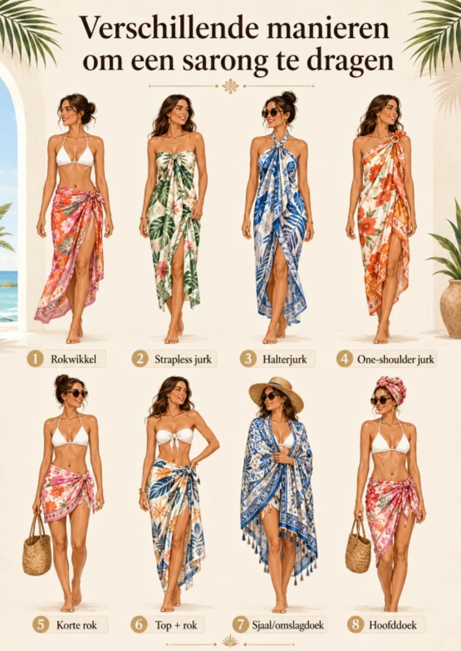 Om Namaste Sarong - 667 - Gekko's op blauw