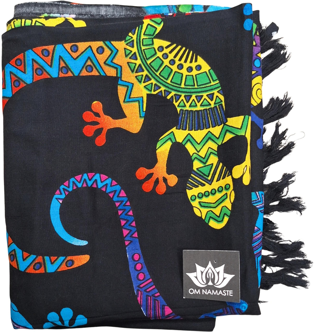 Om Namaste Sarong - 668 - Gekko's op zwart