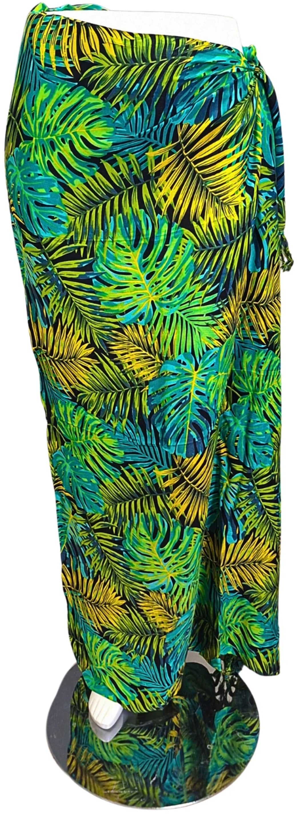 Om Namaste Sarong - 672 - Tropische bladeren - Groen en geel