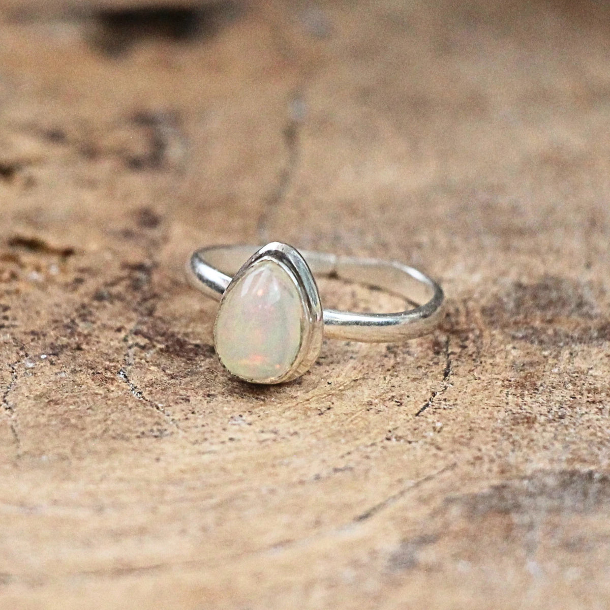 Opaal ring zilver druppel (verstelbaar)