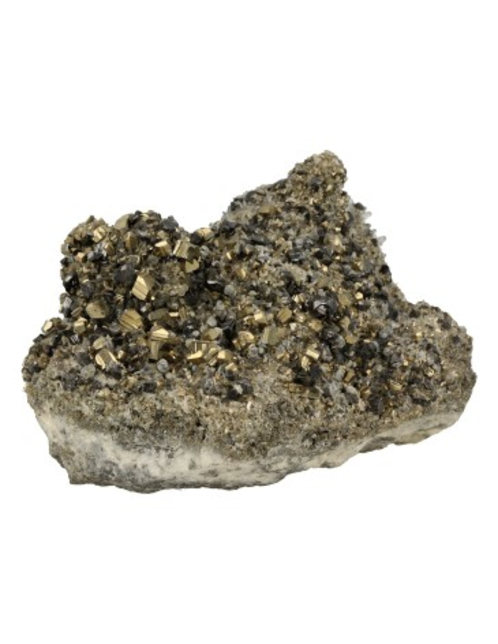 Pyriet op Calciet/Bergkristal nr.3
