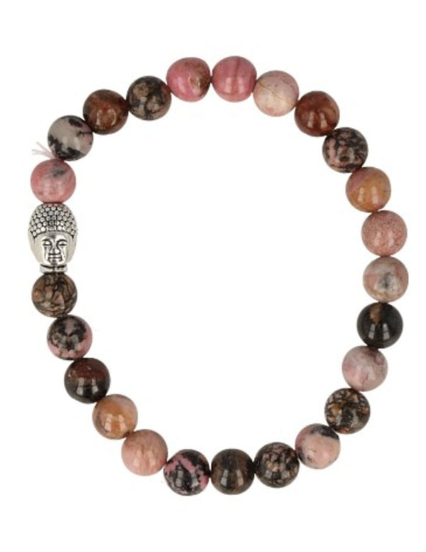 Rhodoniet kralen edelsteen armband boeddha mannen