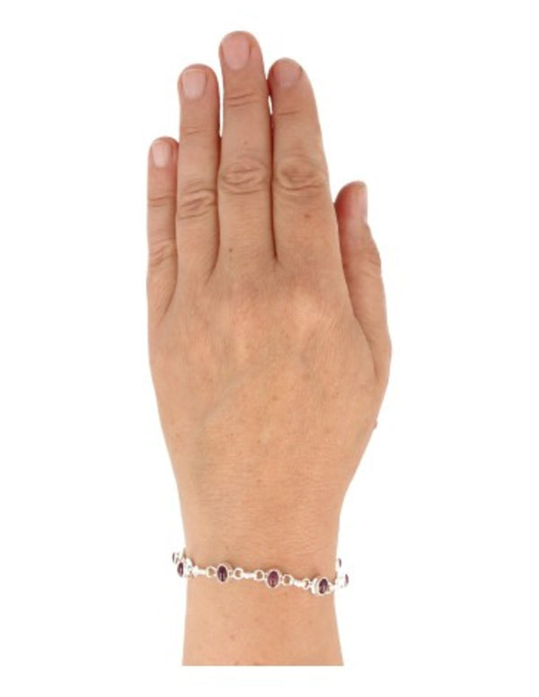 Robijn edelsteen armband zilver ovaal