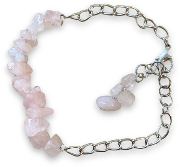 Roze kwarts bar edelsteen armband