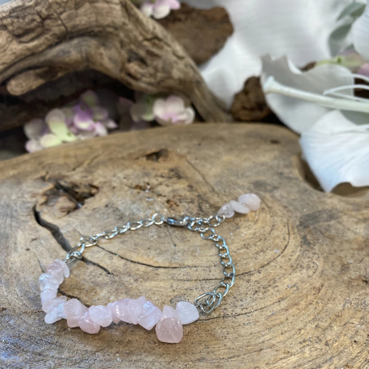 Roze kwarts bar armband